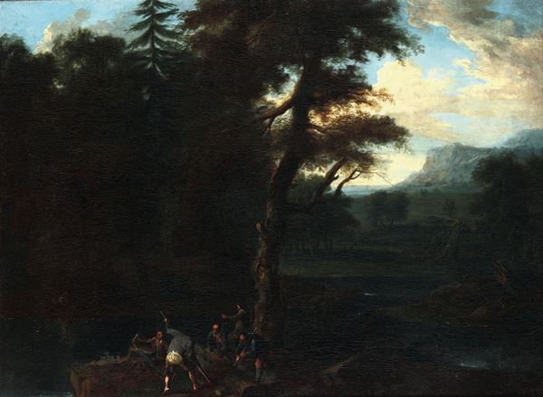 Bartolomeo Pedon (1665-1732) Paesaggio con boscaioli