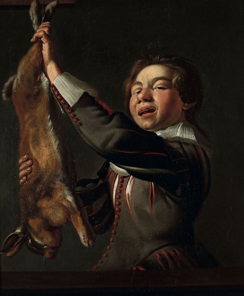 Christian Gillisz Van Couwenbergh (1604 - 1667) Ragazzo con lepre  - Asta Antiquariato - Cambi Casa d'Aste