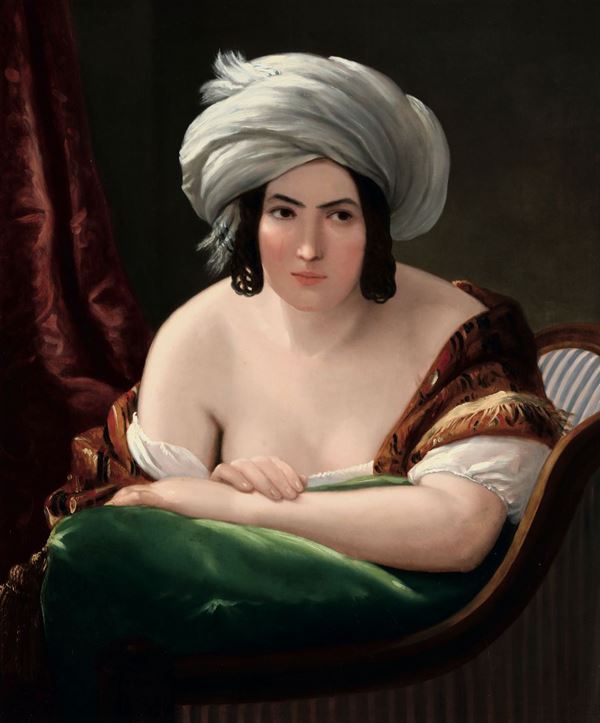 Natale Schiavoni (Chioggia 1777 - Venezia 1858), ambito di Ritratto di donna con turbante