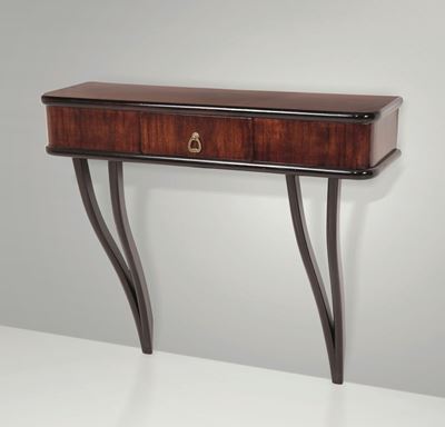 Consolle a Parete con Struttura in Legno e Legno Ebanizzato.