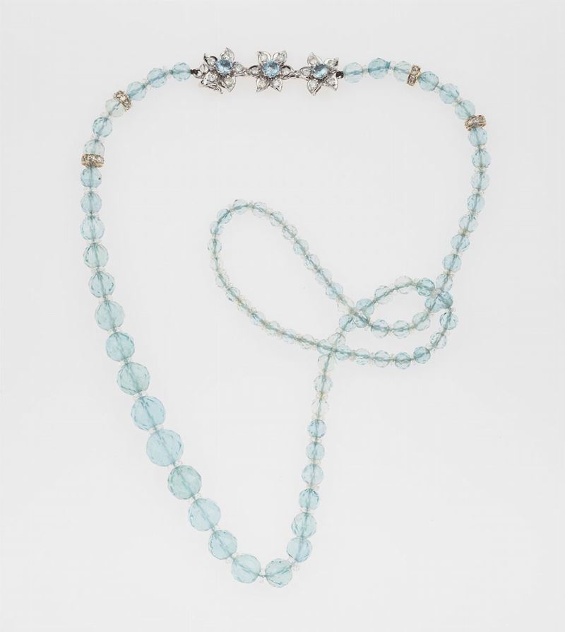 Aquamarine and diamond necklace  - Auction Jewels | Cambi Time - Cambi Casa d'Aste