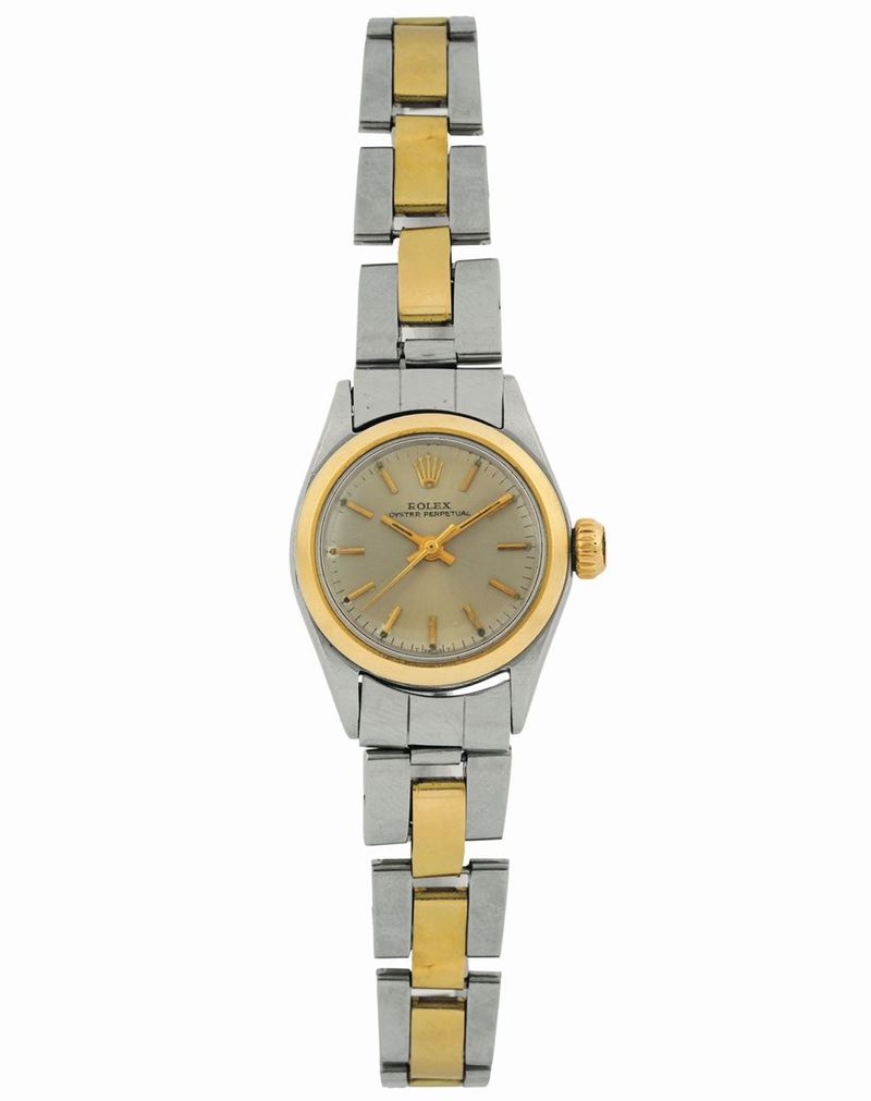 Rolex, Osyter Perpetual, Ref. 6618. Fine, water resistant, self-winding, stainless steel and gold lady's wristwatch with original Oyster bracelet with deployant clasp. Made circa 1970  - Auction wrist and pocket watches - Cambi Casa d'Aste