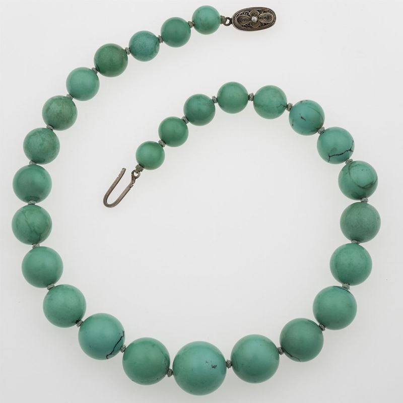 Turquoise and silver necklace  - Auction Jewels - Cambi Casa d'Aste