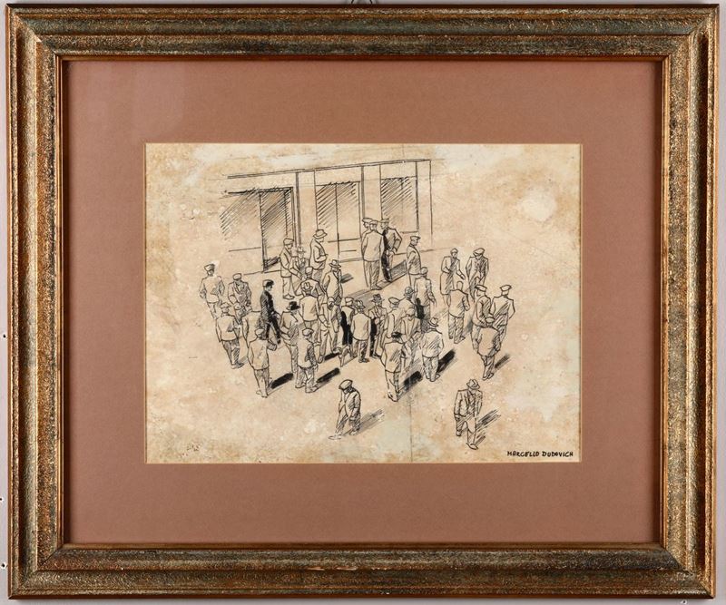 Marcello Dudovich (1878-1962) Gruppo di uomini  - Auction Paintings - Cambi Casa d'Aste