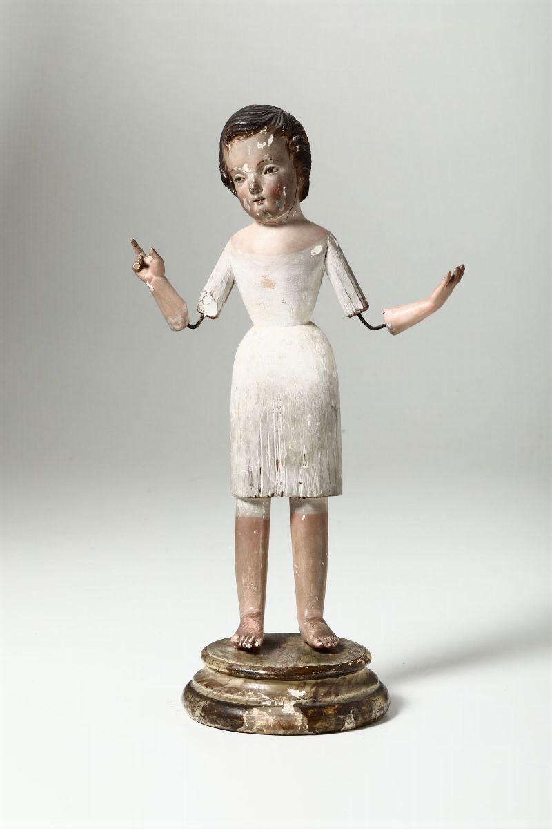 Manichino in legno dipinto con occhi in vetro, Italia XIX secolo  - Auction Timed Auction Sculpture and Works of Art - Cambi Casa d'Aste