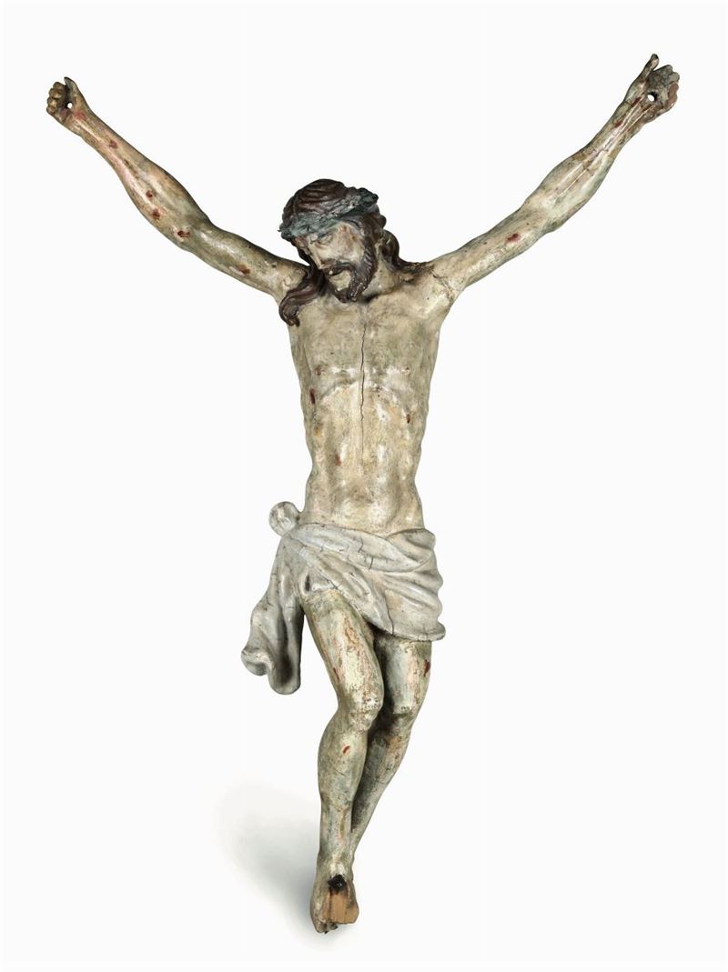 Corpus Christi in legno policromo, scultore barocco italiano del XVII secolo  - Asta Antiquariato - Cambi Casa d'Aste