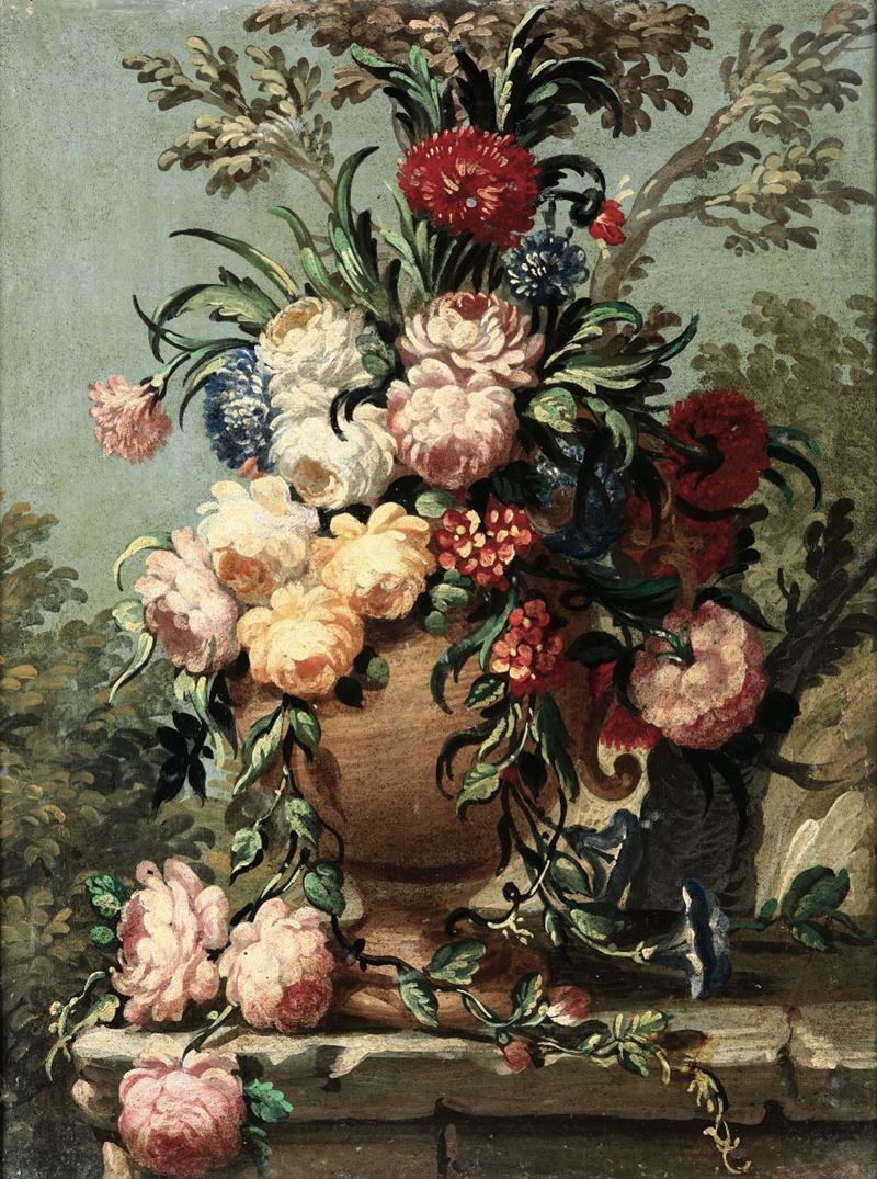 Scuola della fine del XVIII secolo Natura morta con fiori  - Auction Fine Art - Cambi Casa d'Aste