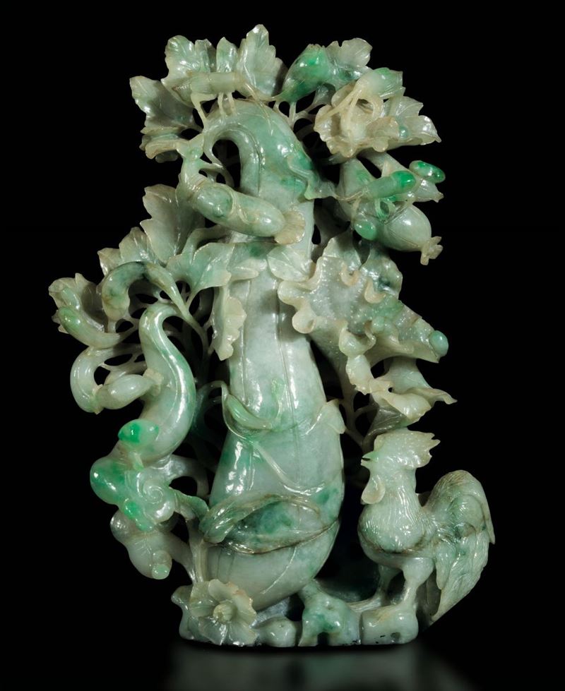 A carved jadeite group, China, early 1900s  - Auction Fine Chinese Works of Art - Cambi Casa d'Aste
