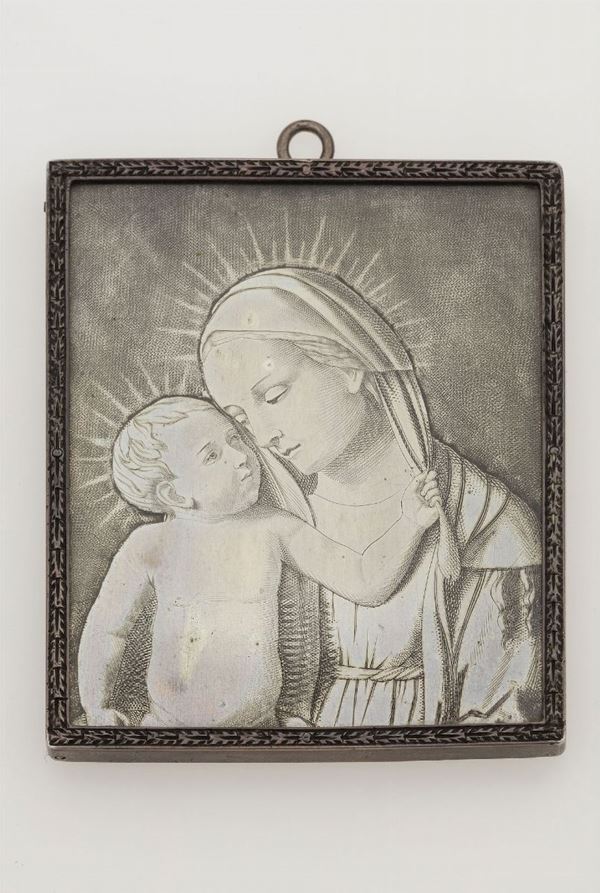 Silver miniature. Signed Buccellati Buccellati. Madonna con Bambino