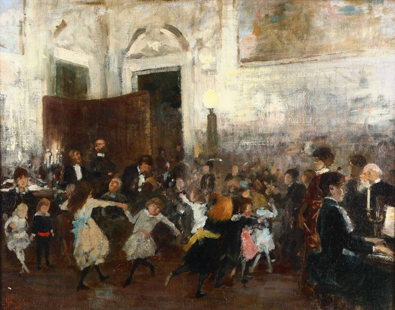 Francesco Gioli (1846-1922) Primo ballo a Palazzo Strozzi, 1882  - Asta Dipinti del XIX e XX secolo - Cambi Casa d'Aste