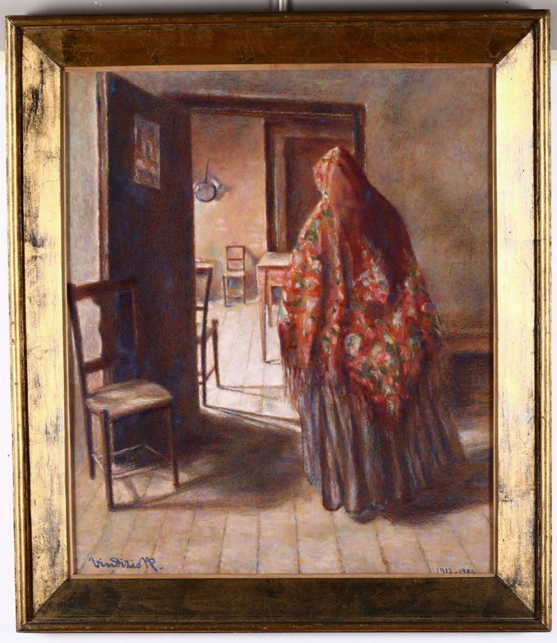 Vindizio Notari Pesenti (1879 - 1961) Ritorno dalla messa  - Auction Paintings - Cambi Casa d'Aste