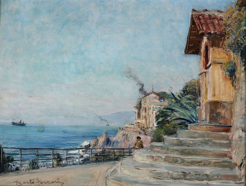 Berto Ferrari (1887 - 1965) Madonnina del mare, passaggiata di Nervi  - Auction Fine Art - Cambi Casa d'Aste