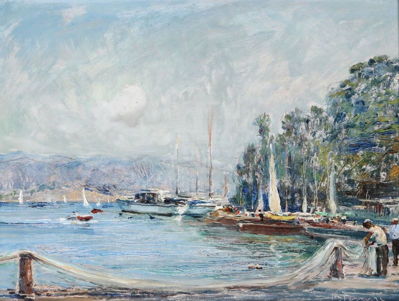 Berto Ferrari (1887 - 1965) Sul molo a Portofino, 1956  - Auction Fine Art - Cambi Casa d'Aste