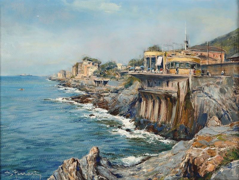 Berto Ferrari (1887 - 1965) veduta della marinella  - Asta Antiquariato - Cambi Casa d'Aste