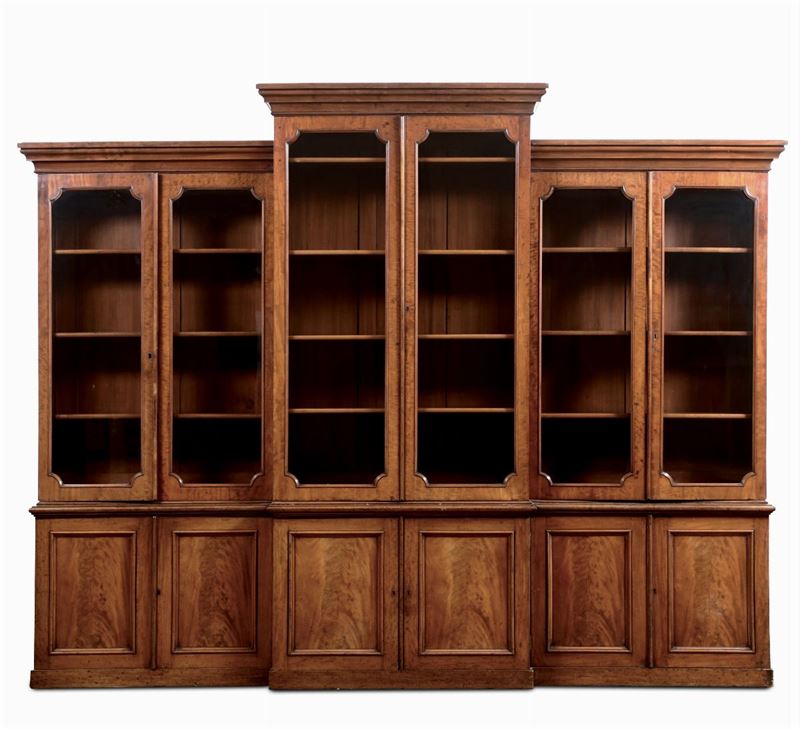 Grande libreria in legno lastronato, Inghilterra XIX secolo  - Asta Antiquariato - Cambi Casa d'Aste