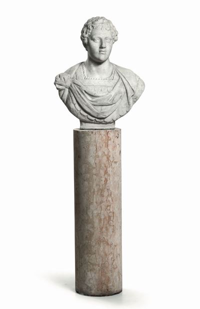Busto di Romano in Marmo Bianco, Scultore Italiano del XVIII Secolo