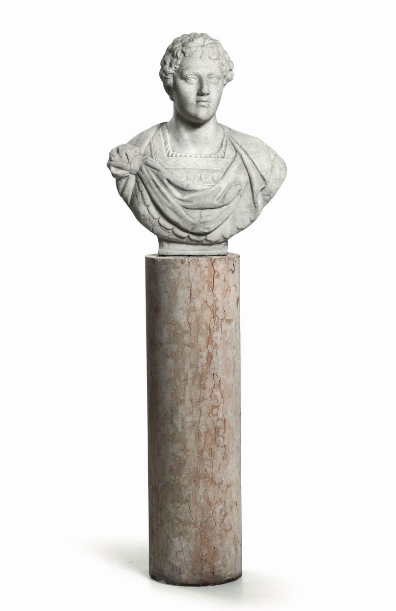 Busto di romano in marmo bianco, scultore Italiano del XVIII secolo  - Asta Antiquariato - Cambi Casa d'Aste