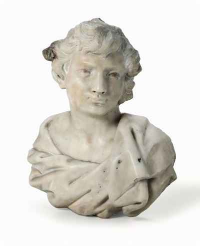 Busto Togato in Marmo Bianco, Scultore Italiano del XVII Secolo