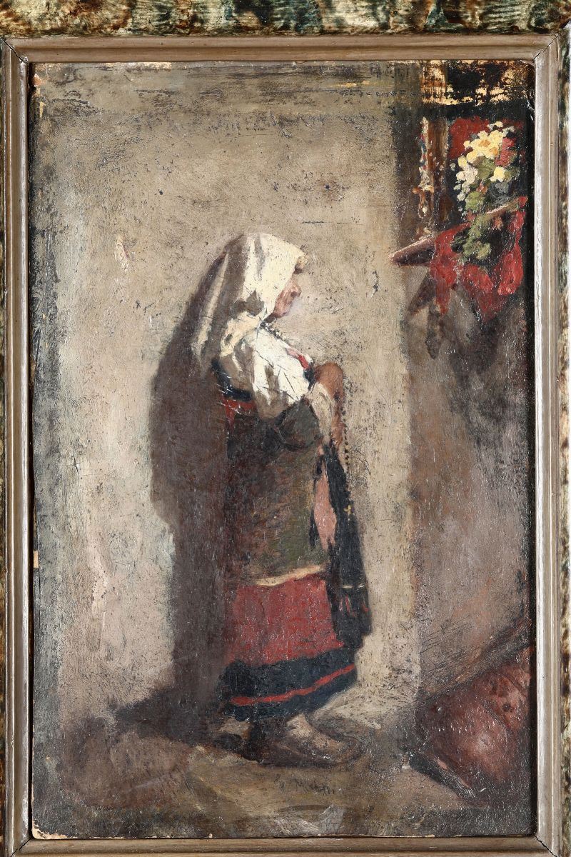 Anonimo del XX secolo Donna in abiti tradizionali  - Auction 19th and 20th Century Paintings | Timed Auction - Cambi Casa d'Aste
