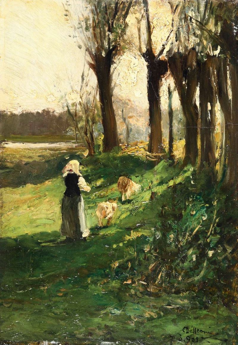 Lorenzo Delleani (1840-1908) Ritorno all’ovile, 1901  - Asta Dipinti del XIX e XX secolo - Cambi Casa d'Aste