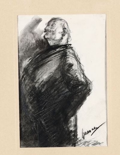 Disegno su Carta Raffigurante Personaggio Maschile con Baff