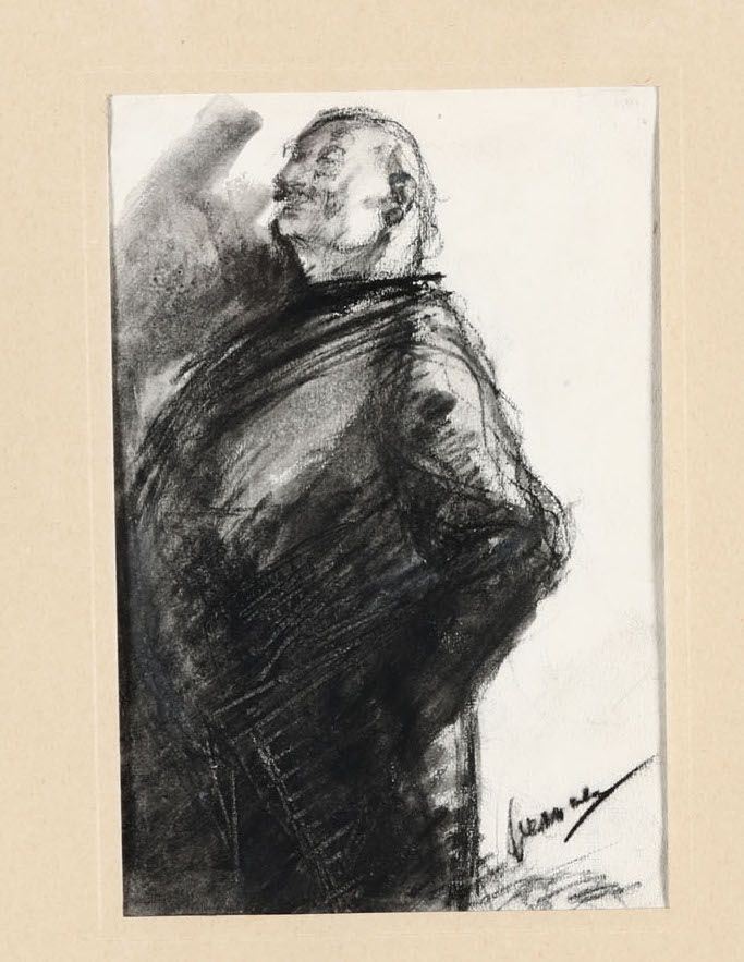 Disegno su carta raffigurante personaggio maschile con baff  - Asta Arredi, Dipinti e Oggetti d'Arte - Cambi Casa d'Aste