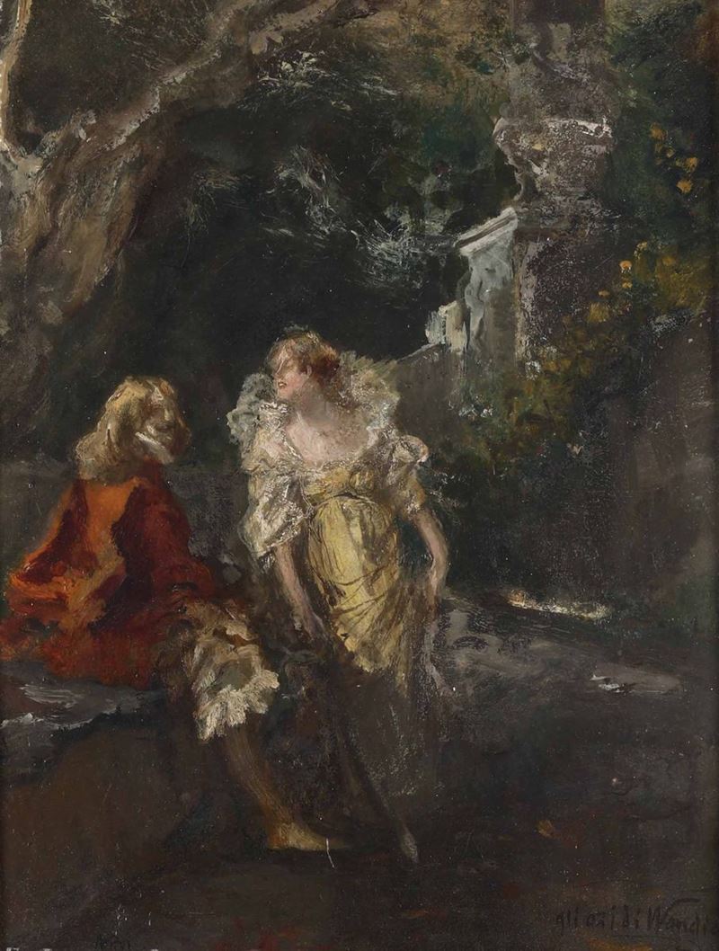 Pompeo Mariani (1857 - 1927) I capricci di Van Dyck  - Asta Dipinti del XIX e XX secolo - Cambi Casa d'Aste