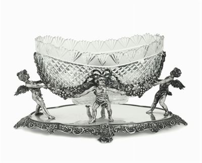 Centrotavola in Argento Fuso, Sbalzato e Cesellato, Germania XIX-XX Secolo