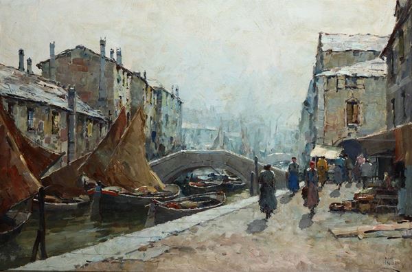 Vittorio Nattino (1890-1971) Venezia, canale
