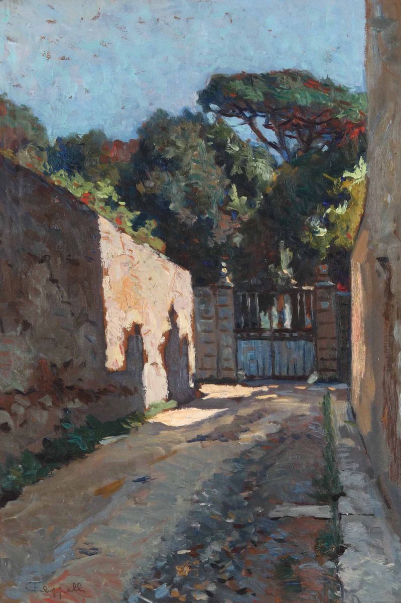 Cafiero Filippelli (1889-1973) Presso la villa, 1928  - Auction Paintings of the XIX and XX centuries - Cambi Casa d'Aste