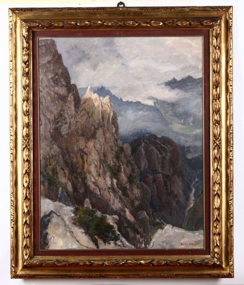 Luigi Zago (1894 - 1952) Veduta montagne Pasubio  - Asta Pittura - Cambi Casa d'Aste