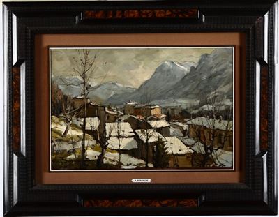 Arturo Bonanomi (1920-2010)veduta di Vedrogno con Neve