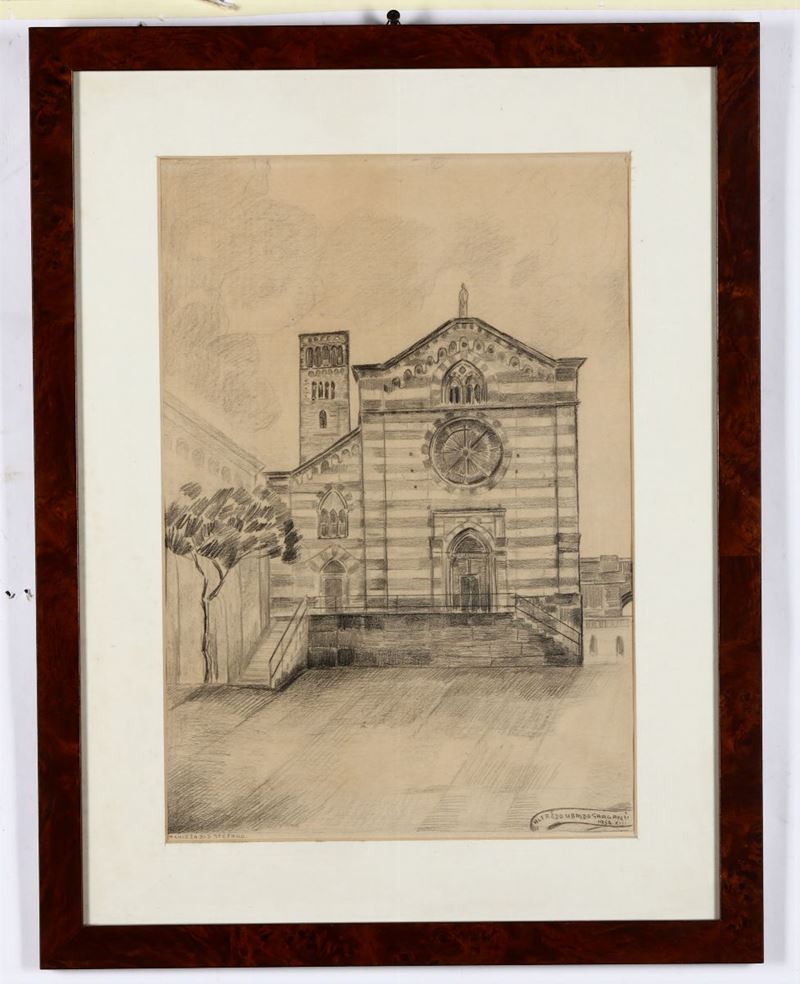 Alfredo Ubaldo Gargani (1898-1947) Chiesa di Santo Stefano  - Auction Paintings of the 19th-20th century - Timed Auction - Cambi Casa d'Aste