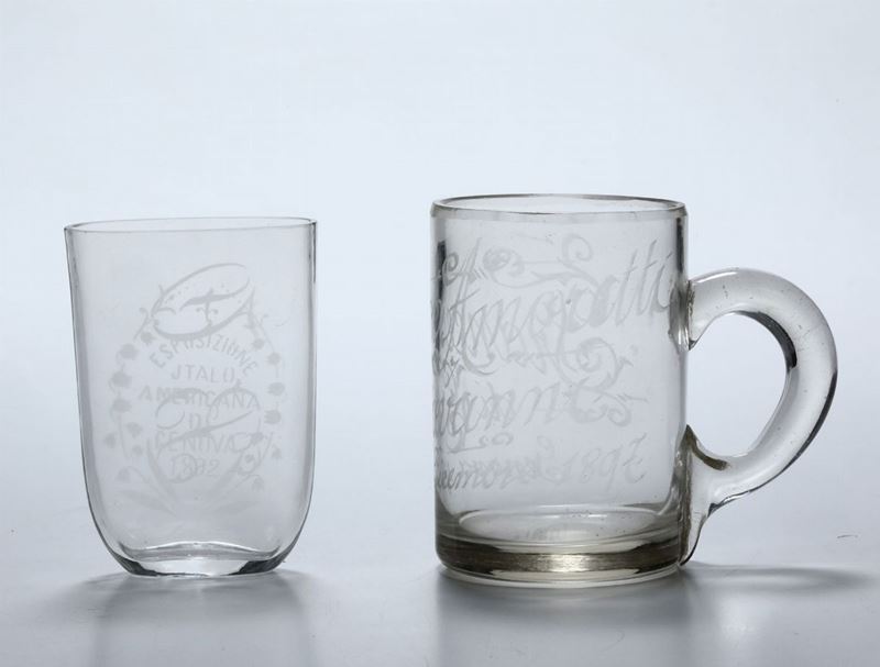 Bicchiere e vasetto in vetro  - Asta Ceramiche e Antichità - Cambi Casa d'Aste