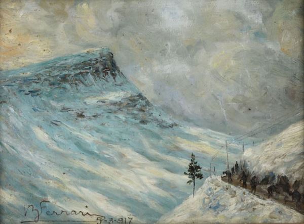 Berto Ferrari (1887 - 1965) Bagliori sulle nevi