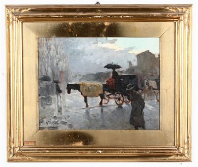 Cafiero Filippelli (1889-1973), Attr.giornata di Pioggia a Livorno