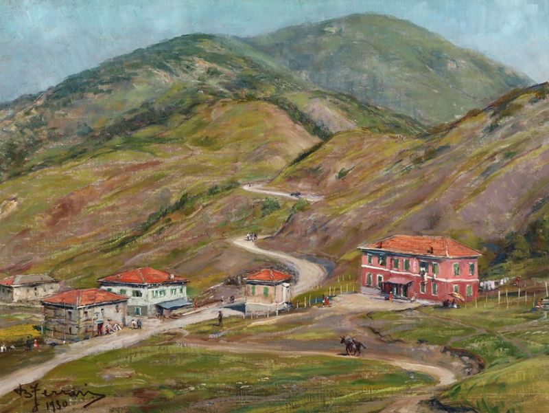 Berto Ferrari (1887 - 1965) Paesaggio ligure, 1930  - Auction Fine Art - Cambi Casa d'Aste