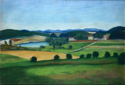 Vlastislav Hofman (1884 - 1964)paesaggio di Campagna, 1938