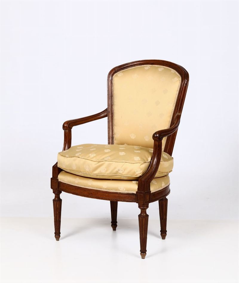 Poltrona Luigi XVI in legno intagliato, fine XVIII secolo  - Auction Furniture - Cambi Casa d'Aste