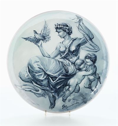 Coppia di Piatti da Parata in Maiolica, V. Mazzotti, Albisola 1970