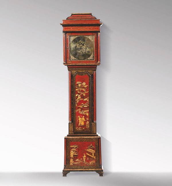 Orologio a colonna in legno laccato, Major Scholfield, Salford, Manchester (Lancaster), Inghilterra fine XVIII secolo