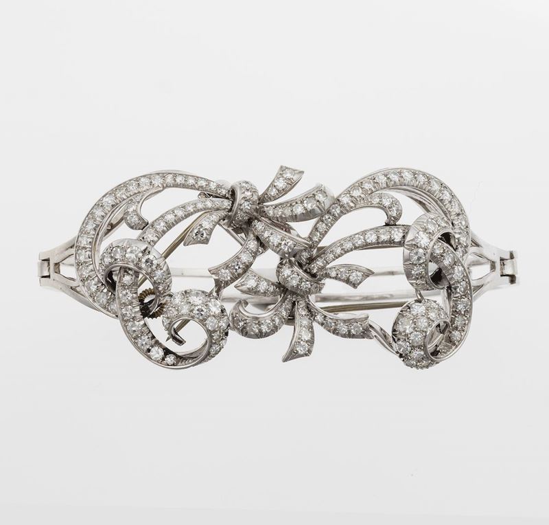 Diamond and platinum bracelet/brooch  - Auction Fine Jewels  - Cambi Casa d'Aste