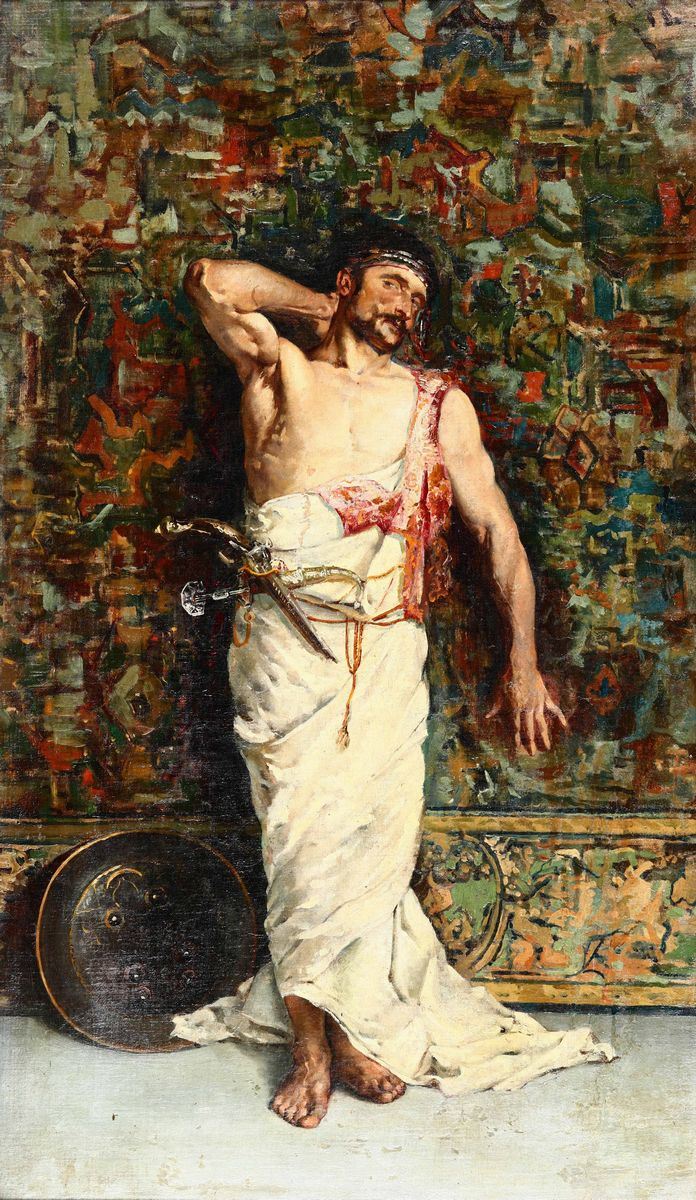 Pittore del XIX secolo Guerriero arabo a torso nudo  - Auction Paintings of the XIX and XX centuries - Cambi Casa d'Aste