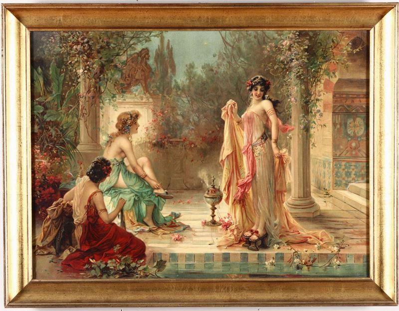 Cromolitografia del XIX-XX secolo Tre damigelle  - Auction Paintings - Cambi Casa d'Aste