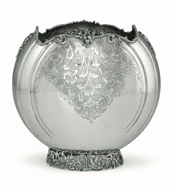 A silver oval vase, Milan, 1900s