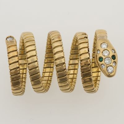 Anello Serpente con Diamanti e Zaffiri