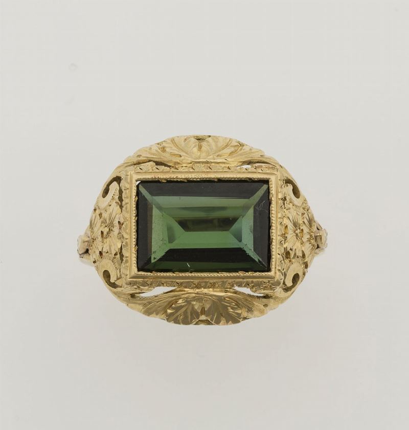 Tourmaline and gold ring  - Auction Jewels - Cambi Casa d'Aste
