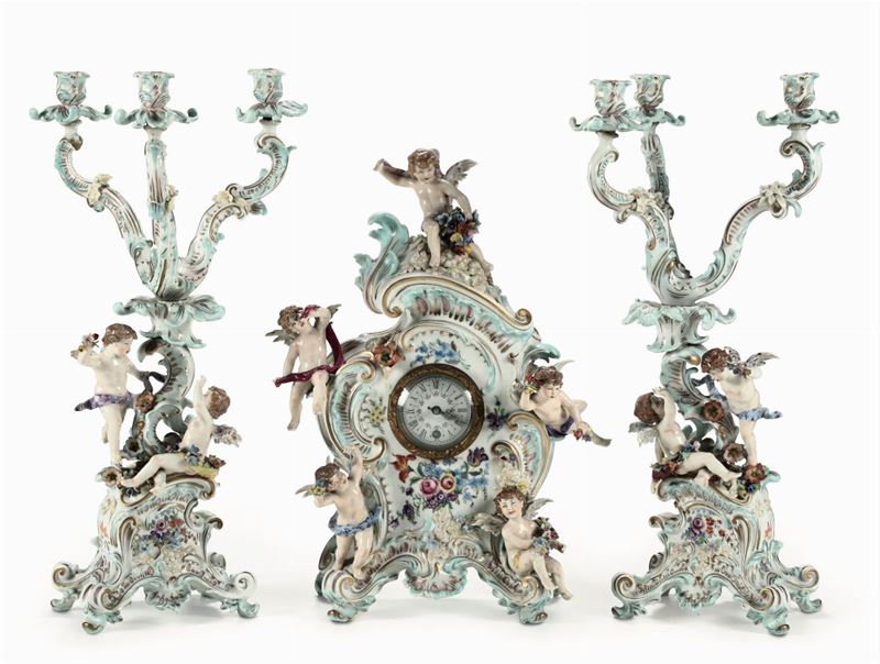 Trittico da camino Probabilmente Parigi, fine XIX - inizio XX secolo  - Auction Majolica and Porcelain - Cambi Casa d'Aste