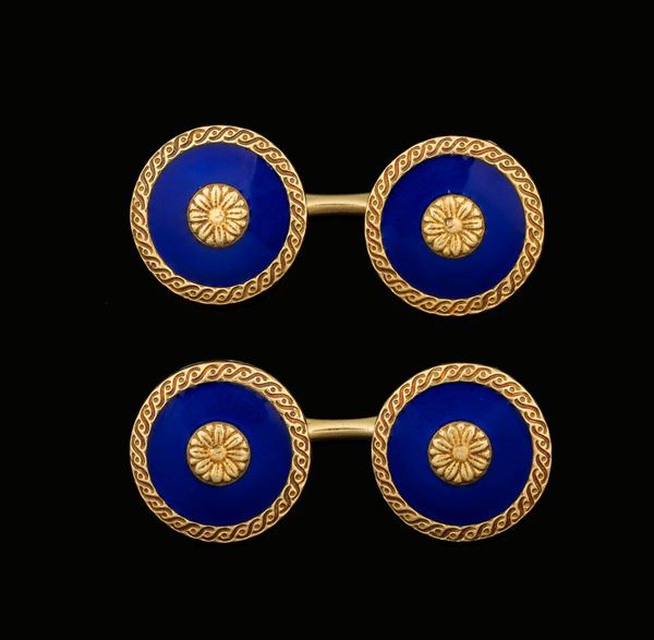 Pair of enamel and gold cufflinks