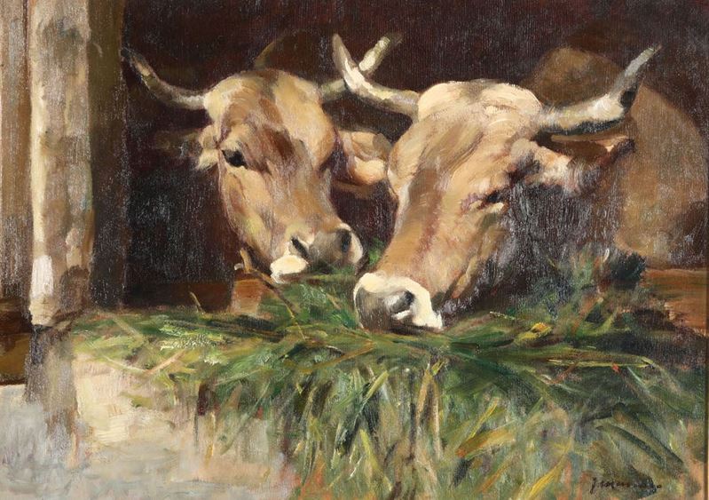 Filippo Massaro (1900-?) Mucche  - Asta Dipinti del XIX-XX Secolo - Asta a Tempo - Cambi Casa d'Aste